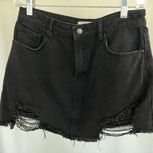 Forever21 Distressed Black Jean Skirt